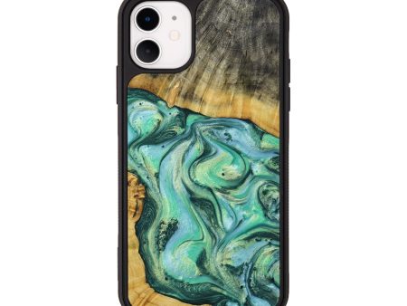 iPhone 11 Wood+Resin Phone Case - Jasmine (Green, 649180) Discount