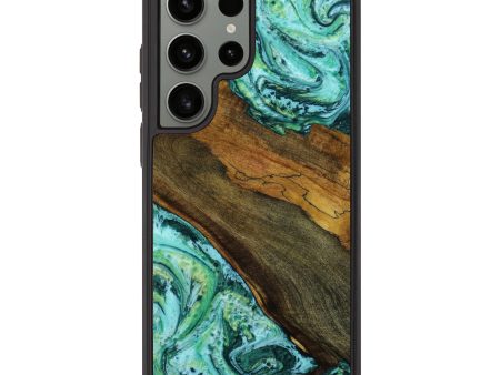 Galaxy S23 Ultra Wood+Resin Phone Case - Alexis (Green, 647038) Supply