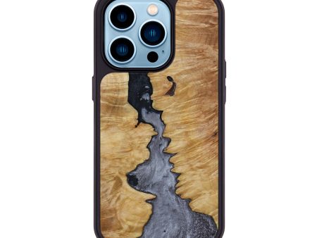 iPhone 14 Pro Wood+Resin Phone Case - Alexus (Black & White, 647856) Online Sale