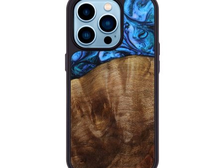 iPhone 14 Pro Wood+Resin Phone Case - Arturo (Blue, 647117) For Cheap