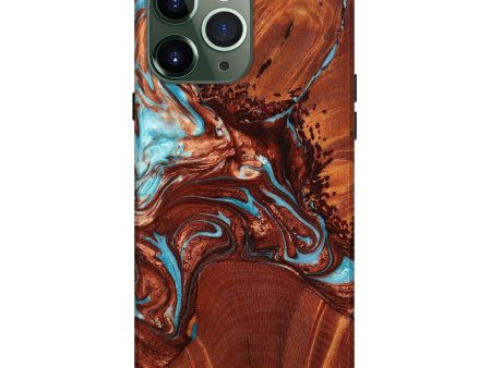 iPhone 13 Pro Max Wood+Resin Live Edge Phone Case - Eric (Teal & Gold, 649148) For Cheap