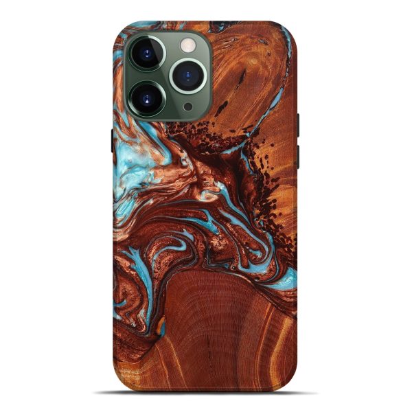 iPhone 13 Pro Max Wood+Resin Live Edge Phone Case - Eric (Teal & Gold, 649148) For Cheap