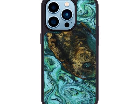 iPhone 14 Pro Wood+Resin Phone Case - Wilbur (Green, 647035) Sale