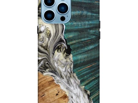 iPhone 14 Pro Max Wood+Resin Live Edge Phone Case - Levi (Black & White, 649147) Fashion