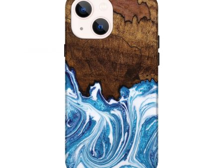 iPhone 13 Wood+Resin Live Edge Phone Case - Forrest (Blue, 649150) on Sale