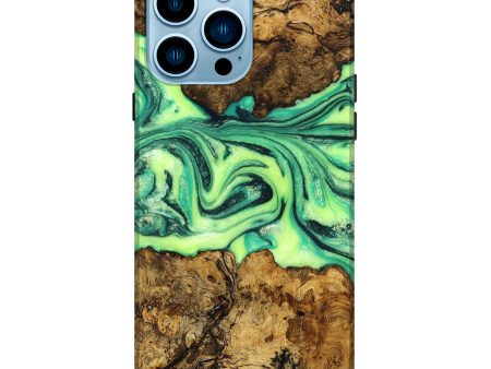 iPhone 14 Pro Max Wood+Resin Live Edge Phone Case - Gerard (Green, 649144) Cheap