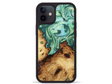 iPhone 12 mini Wood+Resin Phone Case - Cohen (Green, 649167) Fashion