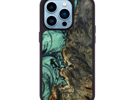 iPhone 14 Pro Wood+Resin Phone Case - Shaun (Green, 645186) Fashion