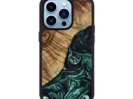 iPhone 14 Pro Wood+Resin Phone Case - Anthony (Green, 647789) Online now