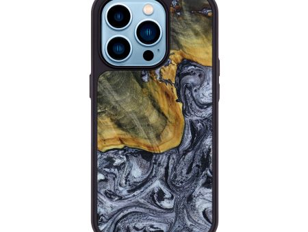 iPhone 14 Pro Wood+Resin Phone Case - Virgil (Black & White, 647879) Cheap