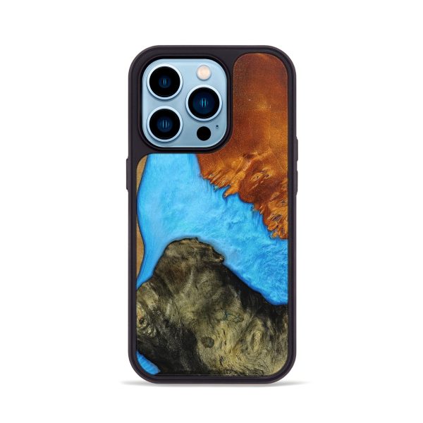 iPhone 14 Pro Wood+Resin Phone Case - Alexia (Mosaic, 649078) For Sale