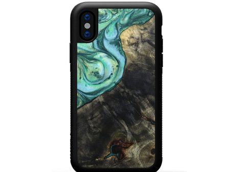 iPhone Xs Wood+Resin Phone Case - Abraham (Green, 649169) Supply