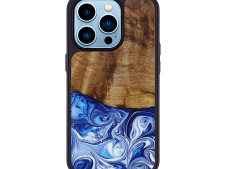 iPhone 14 Pro Wood+Resin Phone Case - Stacie (Blue, 647455) Online now