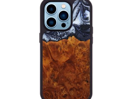 iPhone 14 Pro Wood+Resin Phone Case - Sheryl (Black & White, 649110) For Discount