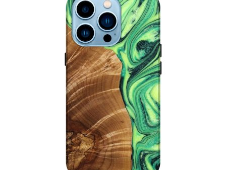 iPhone 14 Pro Wood+Resin Live Edge Phone Case - Kyle (Green, 649143) Online Hot Sale