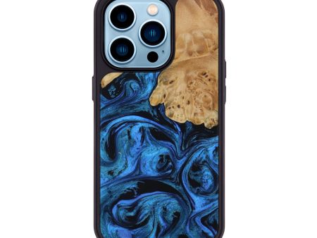 iPhone 14 Pro Wood+Resin Phone Case - Analia (Blue, 644566) Cheap