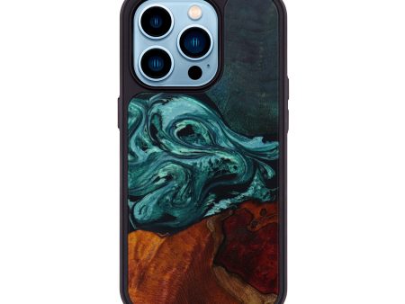 iPhone 14 Pro Wood+Resin Phone Case - Brantley (Green, 643817) For Sale