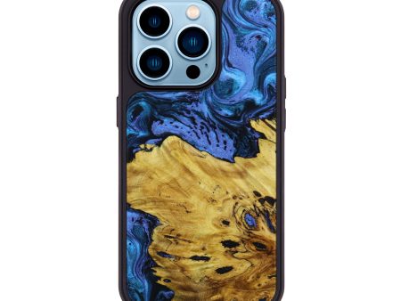 iPhone 14 Pro Wood+Resin Phone Case - Sonya (Blue, 643896) Online now