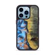 iPhone 14 Pro Wood+Resin Phone Case - Aleah (Teal & Gold, 646107) Online