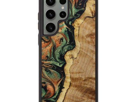 Galaxy S23 Ultra Wood+Resin Phone Case - Alaina (Green, 645430) Fashion