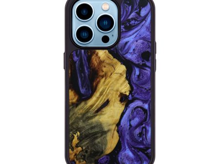 iPhone 14 Pro Wood+Resin Phone Case - Taryn (Purple, 644615) For Sale