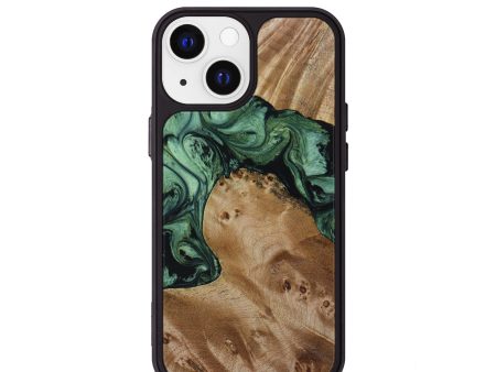 iPhone 13 mini Wood+Resin Phone Case - Cortney (Green, 646180) Sale