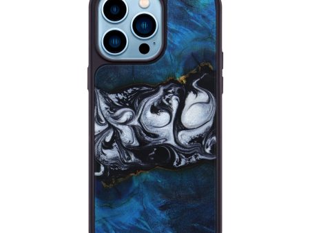 iPhone 14 Pro Max Wood+Resin Phone Case - Ada (Black & White, 648724) For Sale