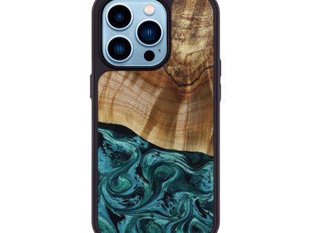 iPhone 14 Pro Wood+Resin Phone Case - Alexis (Green, 647028) Sale