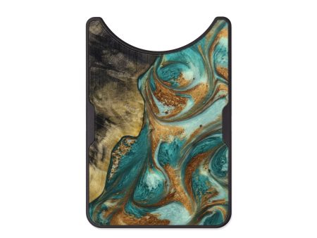 Alloy Wood+Resin Wallet - Hilary (Teal & Gold, 646985) Hot on Sale