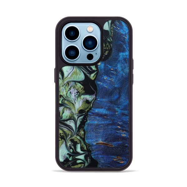 iPhone 14 Pro Wood+Resin Phone Case - Bernard (Green, 645663) on Sale