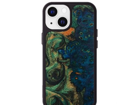 iPhone 13 mini Wood+Resin Phone Case - Daniella (Green, 645199) For Cheap