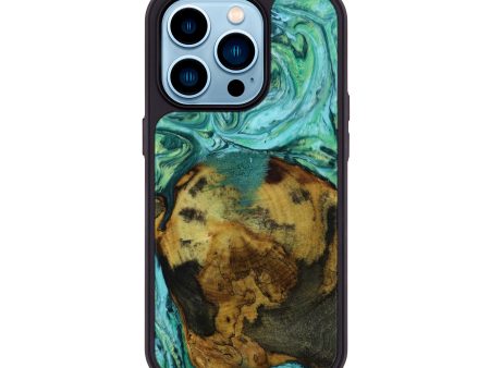 iPhone 14 Pro Wood+Resin Phone Case - Addisyn (Green, 647020) Cheap