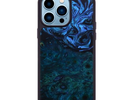 iPhone 14 Pro Max Wood+Resin Phone Case - Aaron (Blue, 644568) Sale