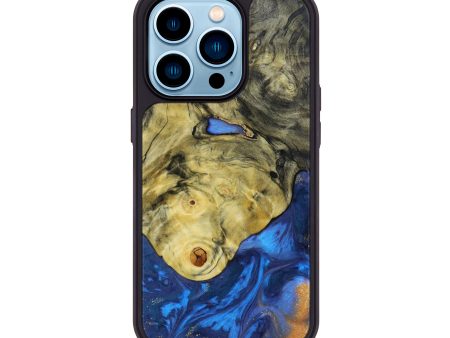 iPhone 14 Pro Wood+Resin Phone Case - Tami (Blue, 645345) Online Hot Sale