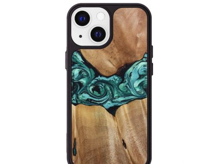 iPhone 13 mini Wood+Resin Phone Case - Connie (Green, 644514) For Discount